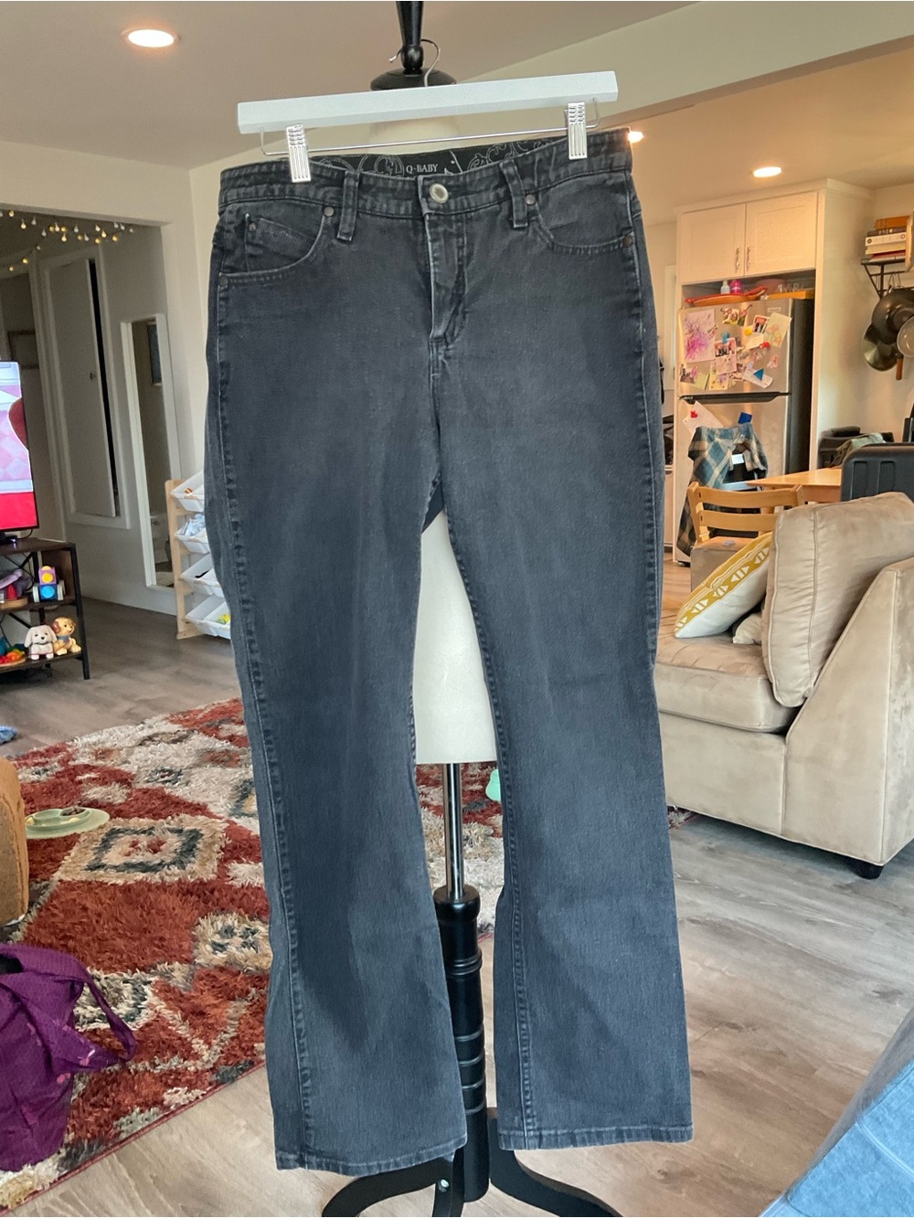 🐎Wrangler Q-Baby Ultimate Riding Jeans Bootcut Black Wash Size 9/10x32